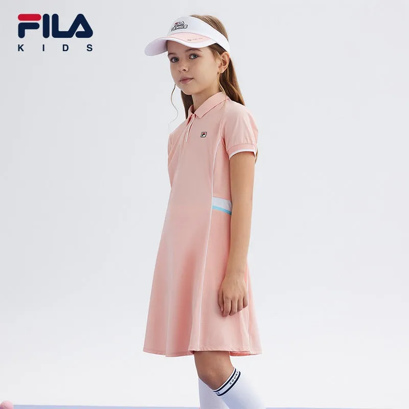 (130-165cm) FILA KIDS ART IN SPORTS PERFORMANCE TENNIS Girl's Dress in Navy / Orange