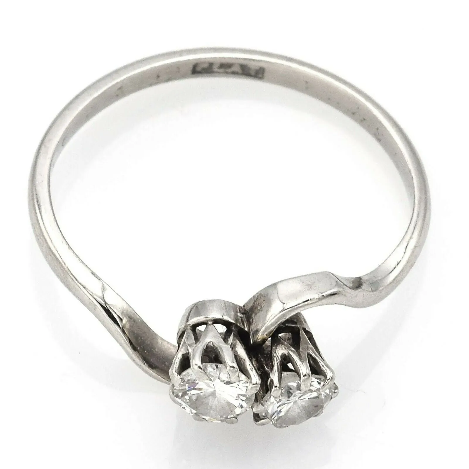 Antique Platinum Two-Stone Diamond Band Ring