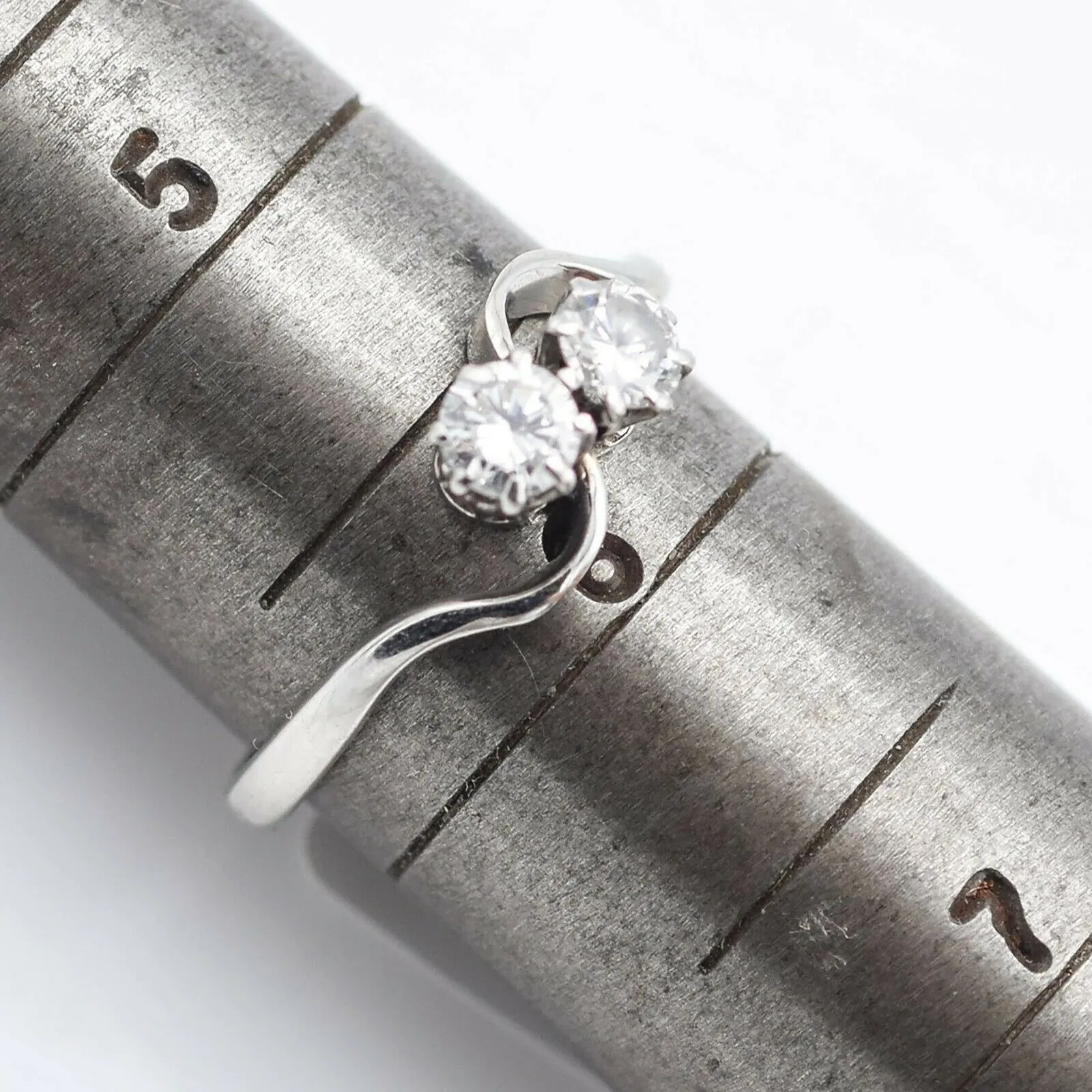 Antique Platinum Two-Stone Diamond Band Ring