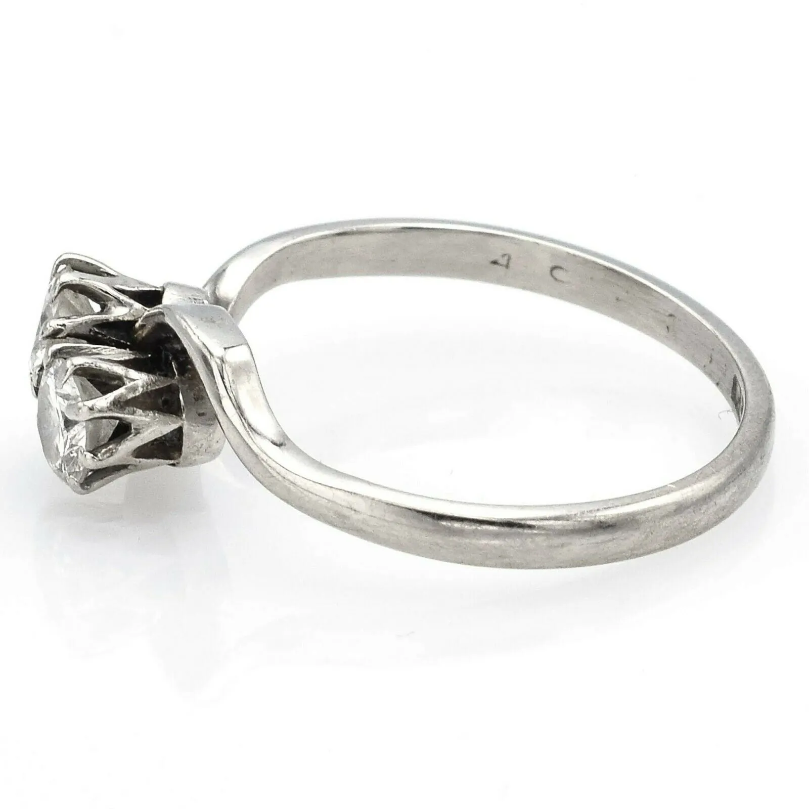 Antique Platinum Two-Stone Diamond Band Ring