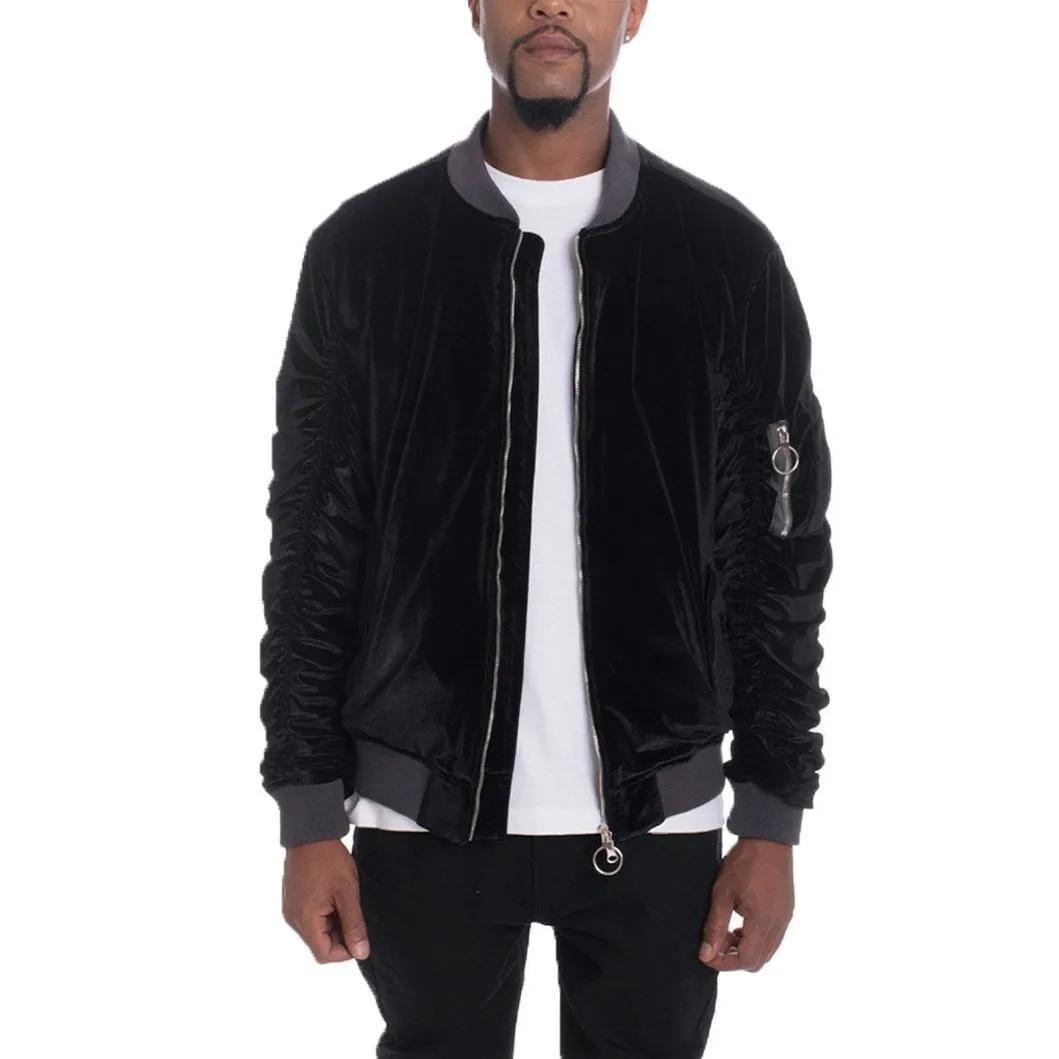 Black Velour Bomber Jacket