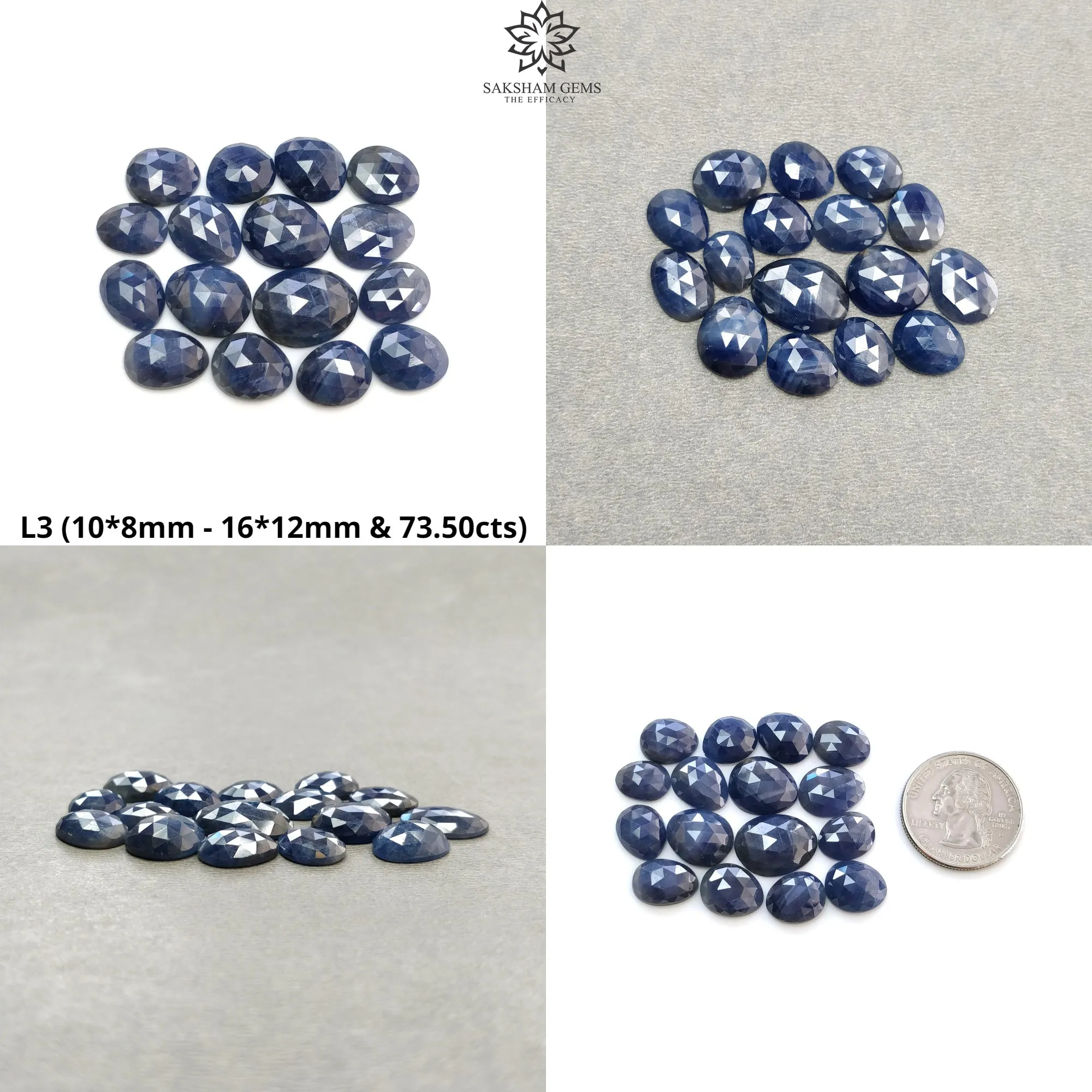 Blue & Multi Sapphire Gemstone Rose Cut : Natural Untreated Unheated Sapphire Multi Color Egg Shape Lots