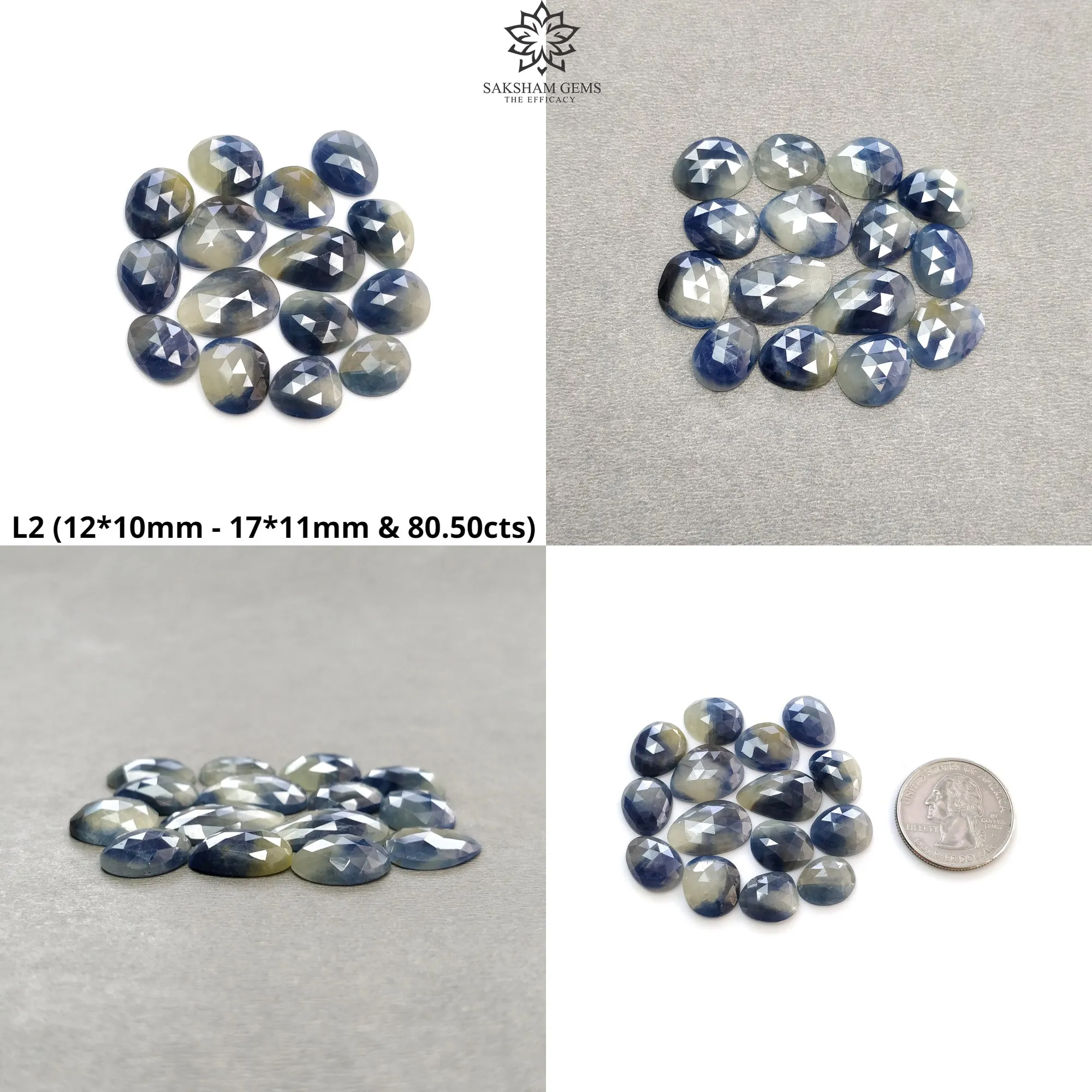 Blue & Multi Sapphire Gemstone Rose Cut : Natural Untreated Unheated Sapphire Multi Color Egg Shape Lots