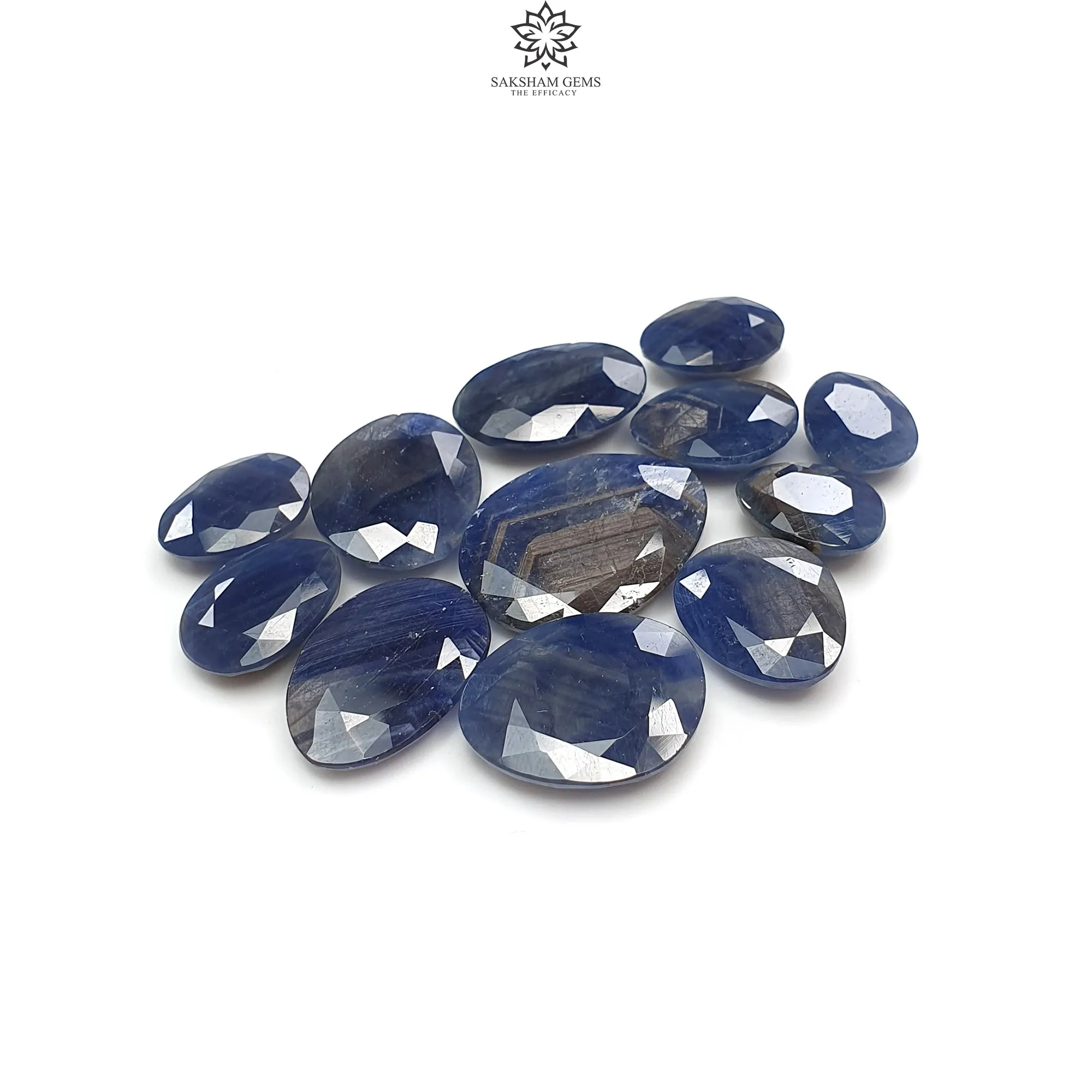 BLUE SAPPHIRE Gemstone Normal Cut : 117.70cts Natural Untreated Unheated Sapphire Egg Shape 12.5*10mm - 22.5*17mm 12pcs Set