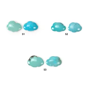 Blue TURQUOISE Gemstone Carving : Natural Untreated Unheated Arizona Turquoise Hand Carved Cloud Sets