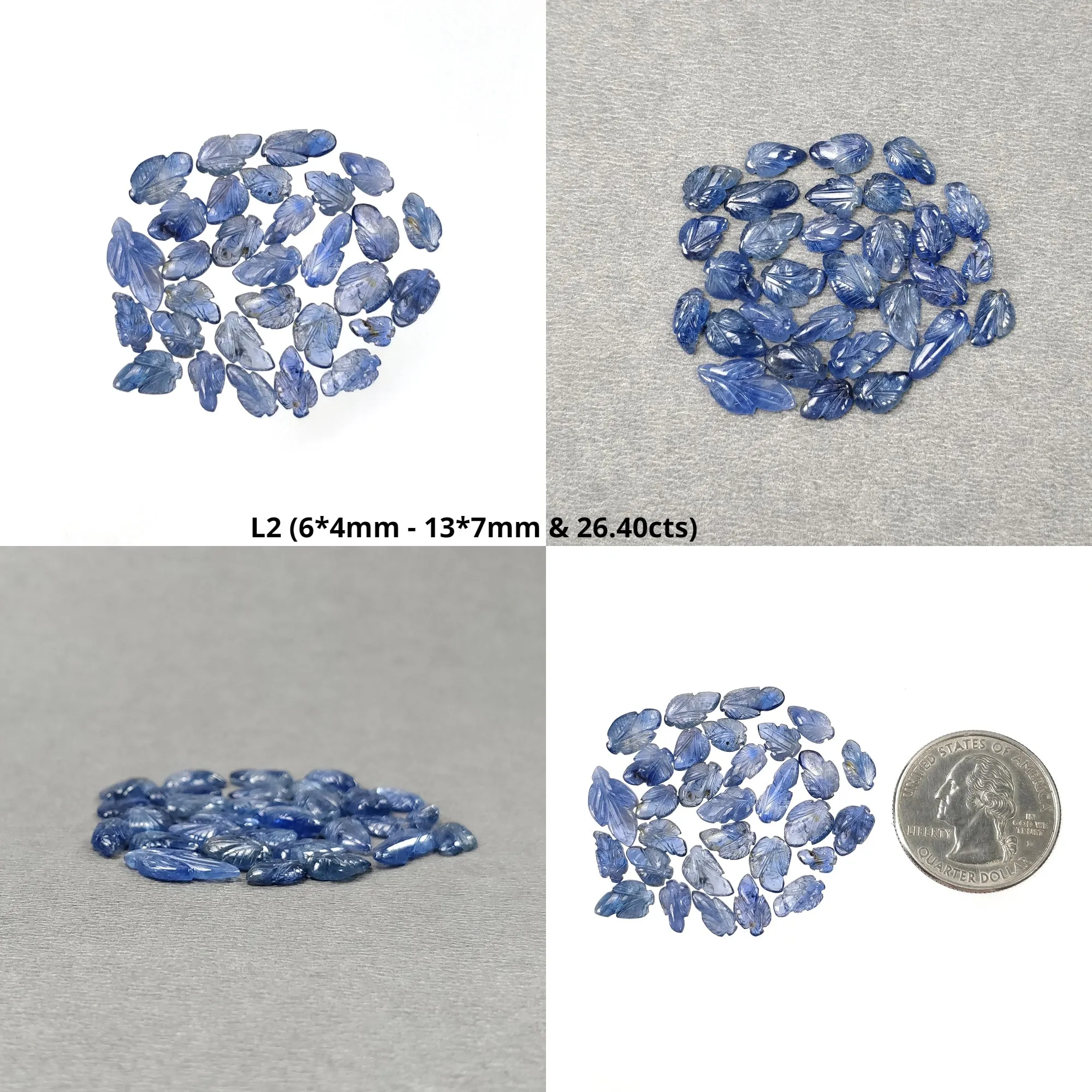 BURMESE BLUE SAPPHIRE Gemstone Carving : Natural Untreated Unheated Sapphire Hand Carved Leaves 27pcs 30pcs 31pcs