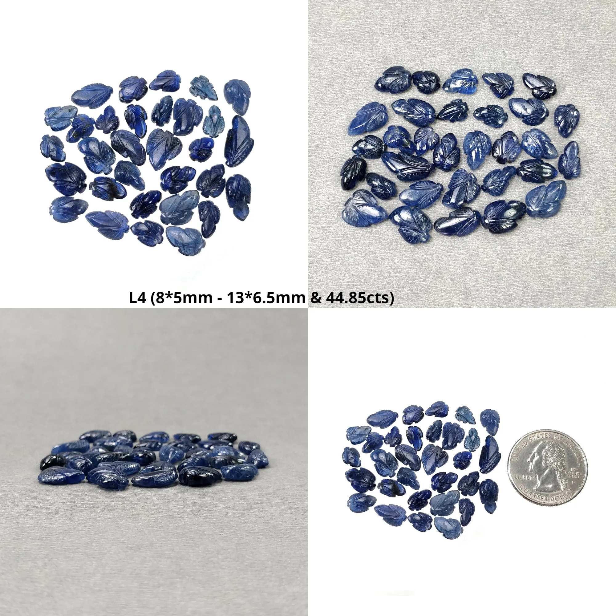 BURMESE BLUE SAPPHIRE Gemstone Carving : Natural Untreated Unheated Sapphire Hand Carved Leaves 27pcs 30pcs 31pcs