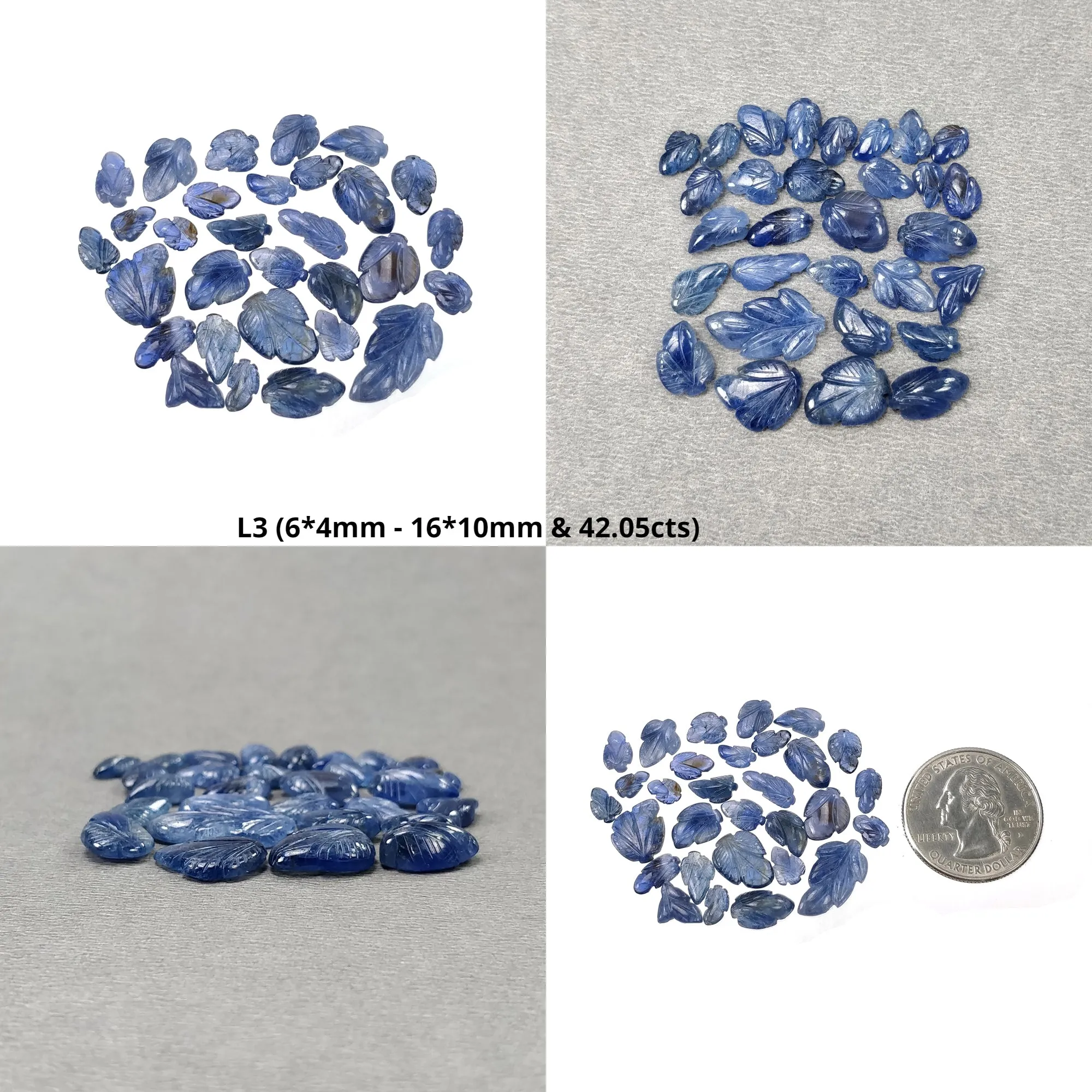 BURMESE BLUE SAPPHIRE Gemstone Carving : Natural Untreated Unheated Sapphire Hand Carved Leaves 27pcs 30pcs 31pcs