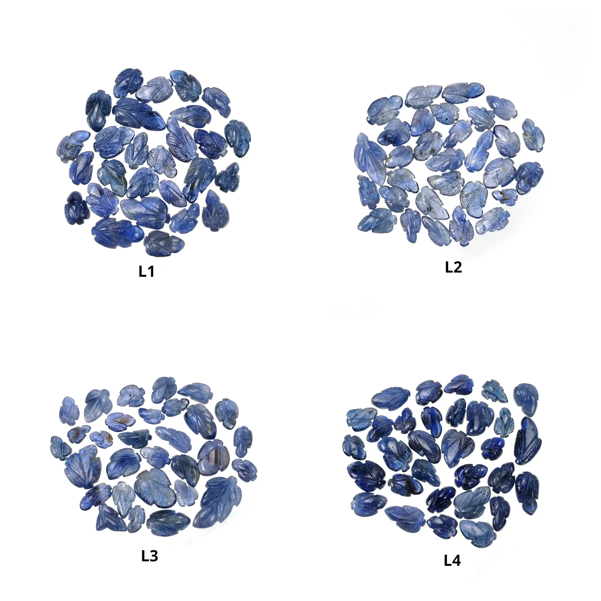 BURMESE BLUE SAPPHIRE Gemstone Carving : Natural Untreated Unheated Sapphire Hand Carved Leaves 27pcs 30pcs 31pcs