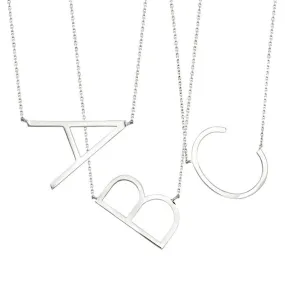 CAI Large Sideways Initial Necklaces Silver