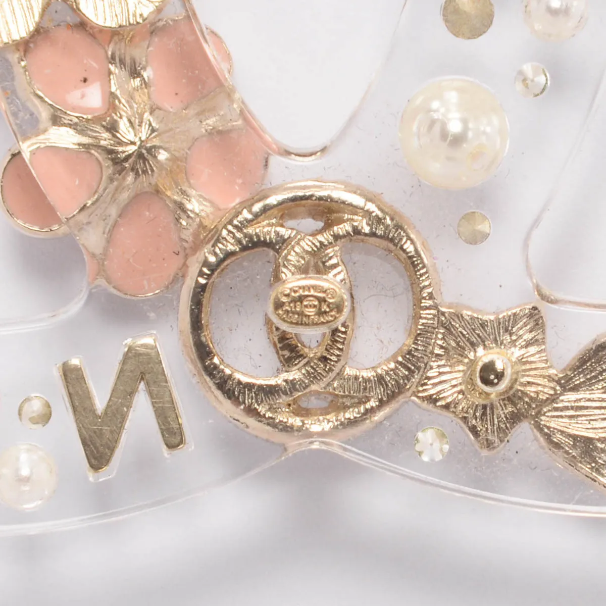 Chanel Light Gold Clear Resin XL CC Brooch