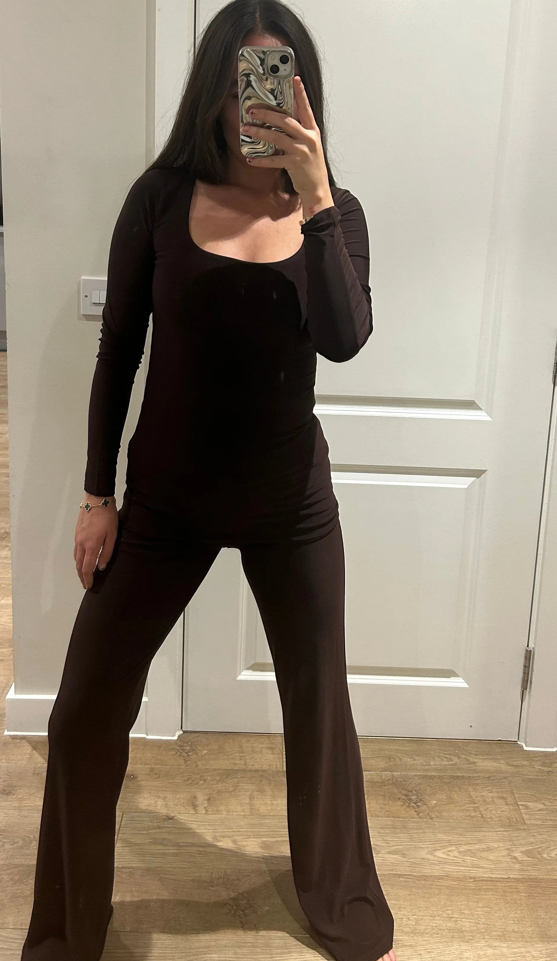 Chocolate Brown Zara Long Sleeve Lounge Wear