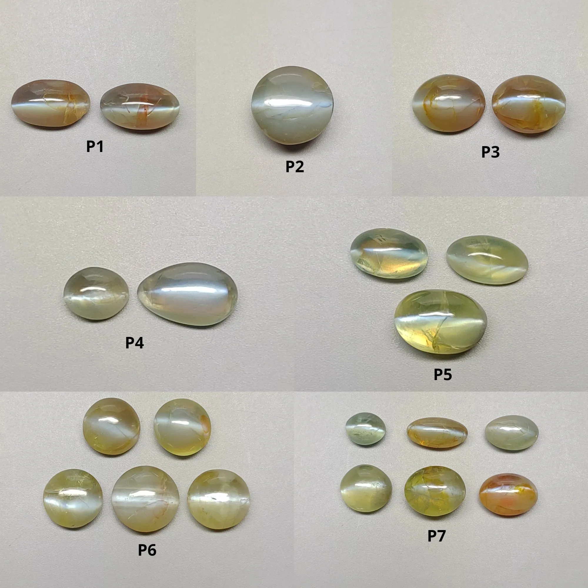 CHRYSOBERYL CAT'S EYE Gemstone Cabochon : Natural Untreated Unheated Cat's Eye Oval & Round Shape Lots