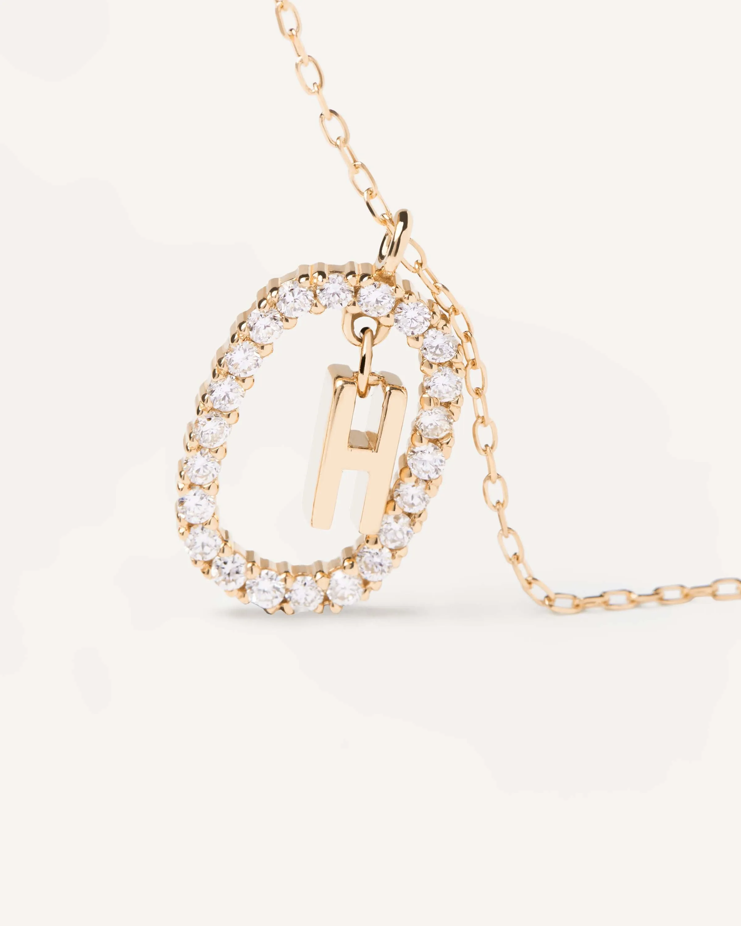 Diamonds and Gold Letter H Necklace