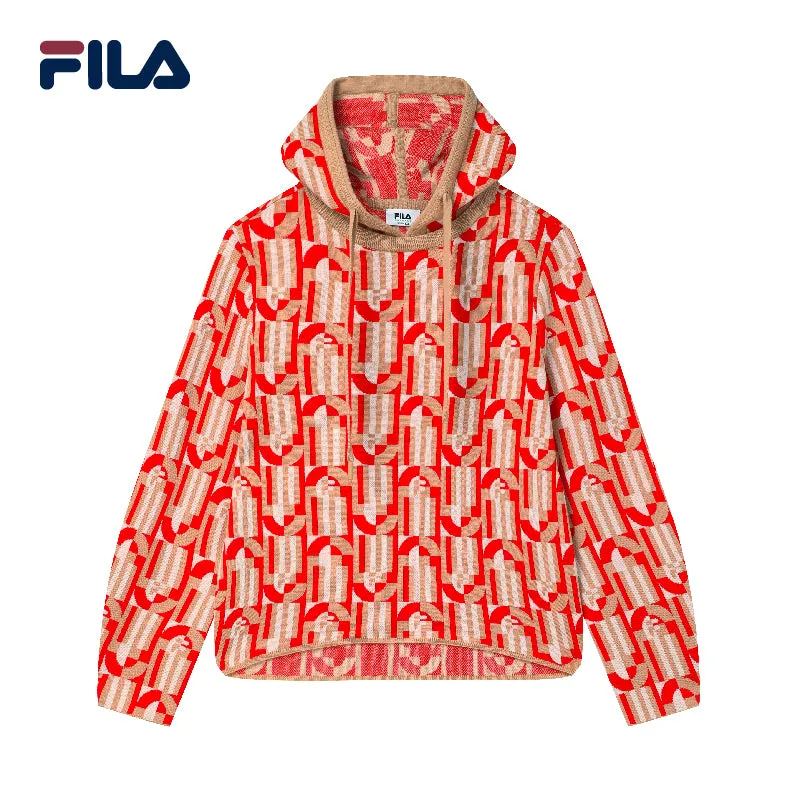 FILA CORE Women's WHITE LINE EMERALD Knit Sweater in Red