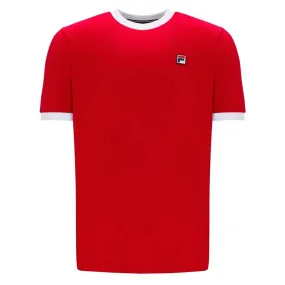 Fila Vintage Marconi Ringer T Shirt - Chinese Red / White