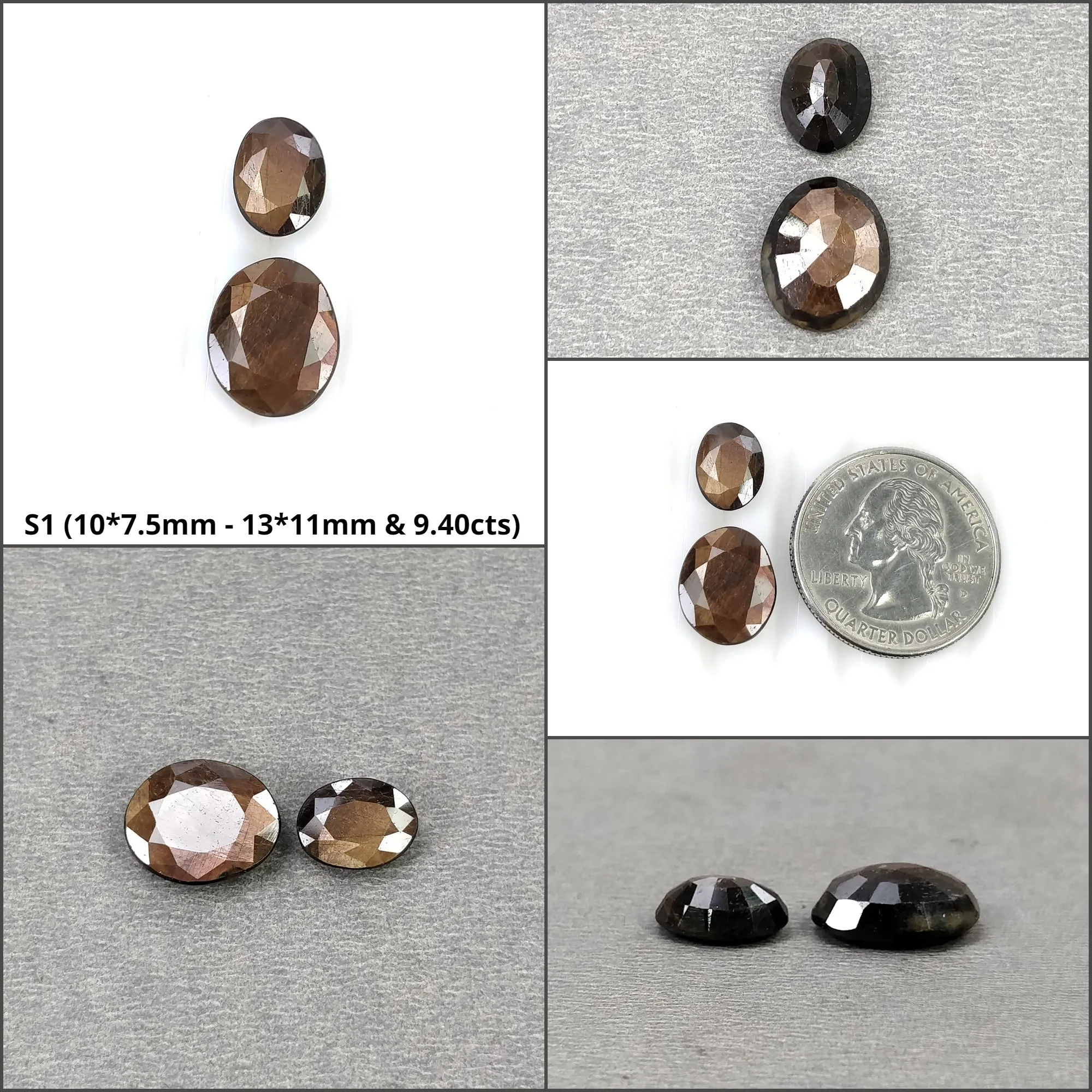 Golden Sapphire Gemstone Normal Cut : Natural Untreated Chocolate Sheen Sapphire Oval Shape Set 2pcs & 3pcs Set