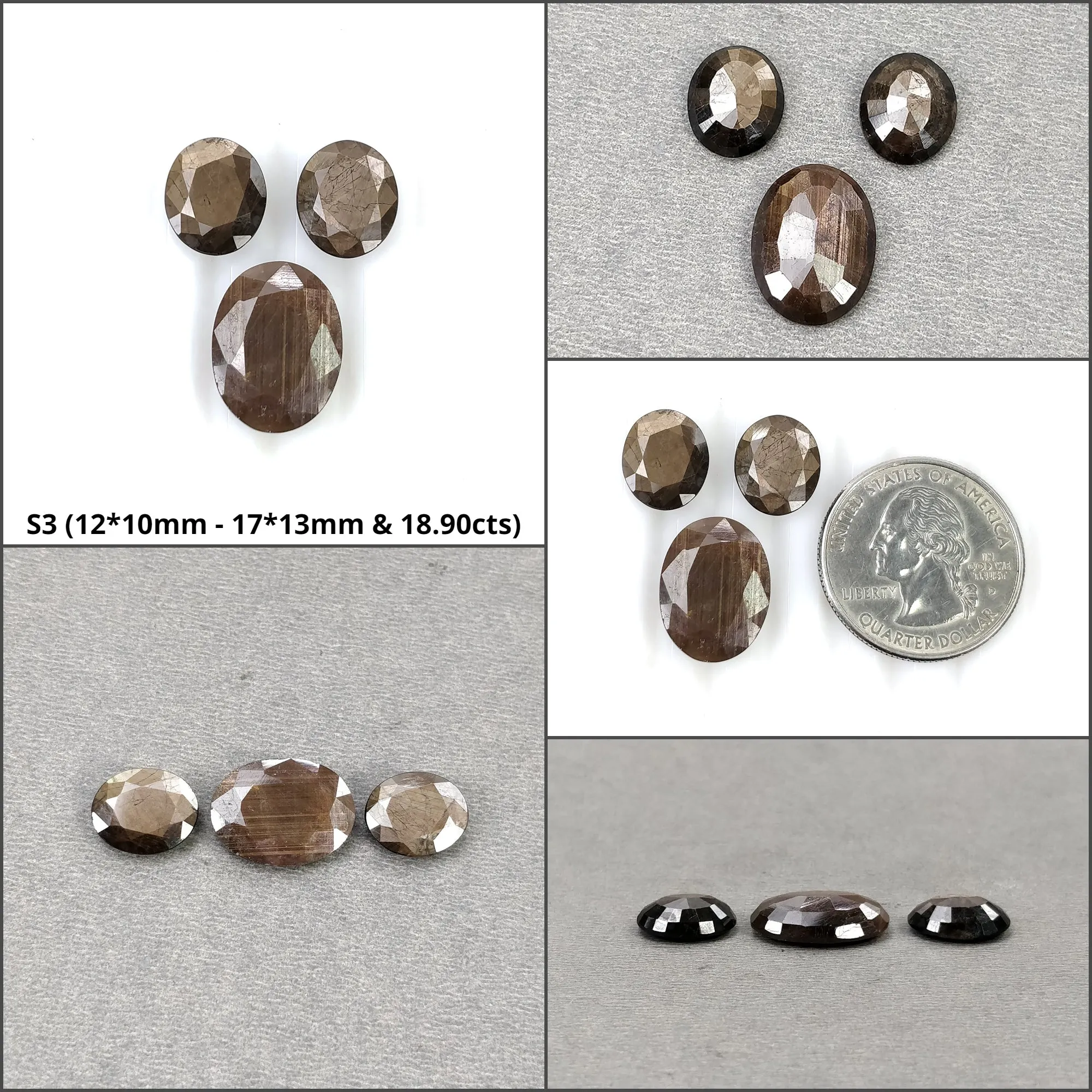 Golden Sapphire Gemstone Normal Cut : Natural Untreated Chocolate Sheen Sapphire Oval Shape Set 2pcs & 3pcs Set