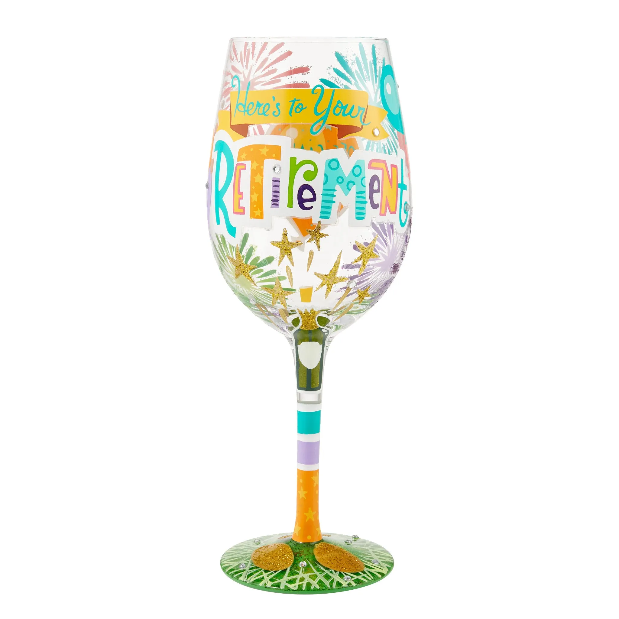 Here's To Your Retirement Hand Painted Wine Glass