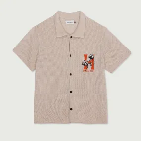 KNIT H SS BUTTON UP