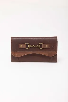 Ladies Snaffle Brown Leather Long Purse - Zara