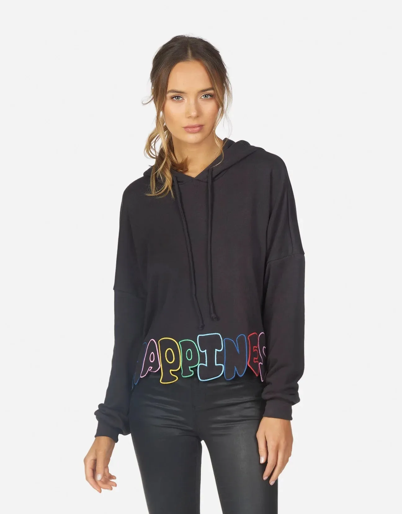 Lauren Moshi Cambry Happiness Embroidery Hoodie