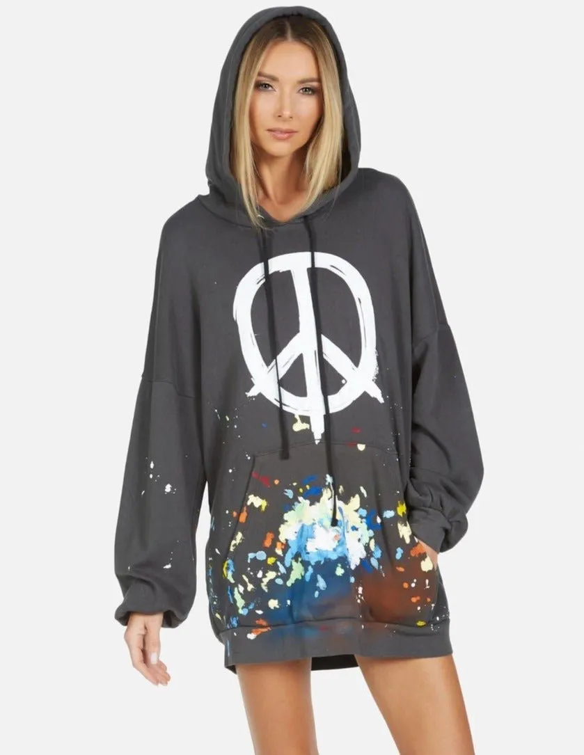 Lauren Moshi Desiree Brush Peace Hoodie Dress