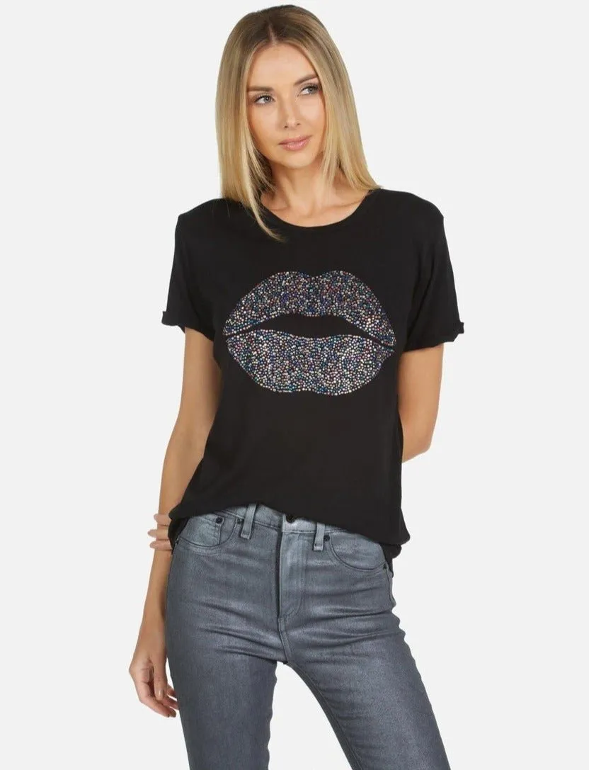 Lauren Moshi Edda Crystal Sprinkle Lip T-Shirt