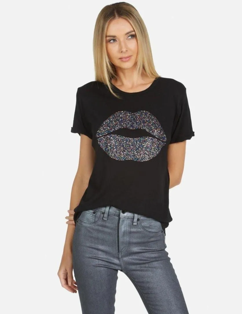 Lauren Moshi Edda Crystal Sprinkle Lip T-Shirt