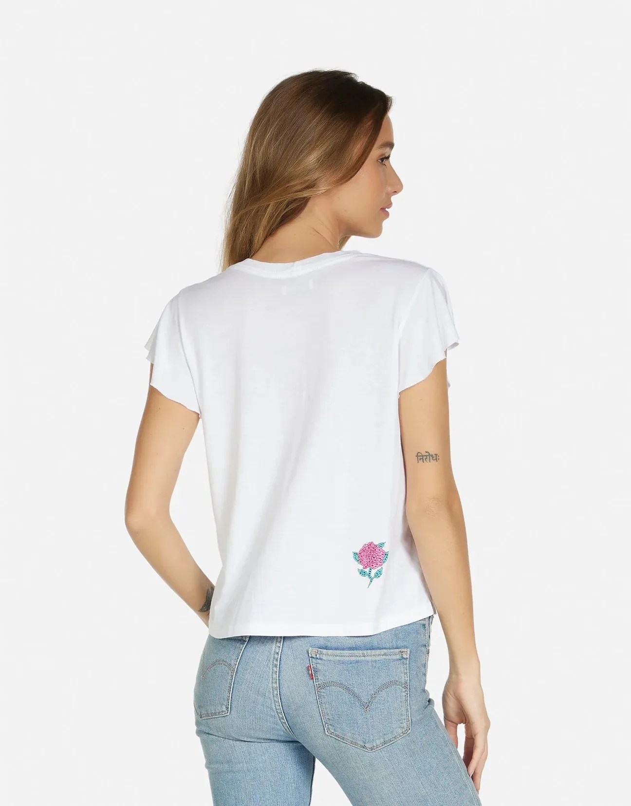 Lauren Moshi Estee Crystal Roses T-Shirt