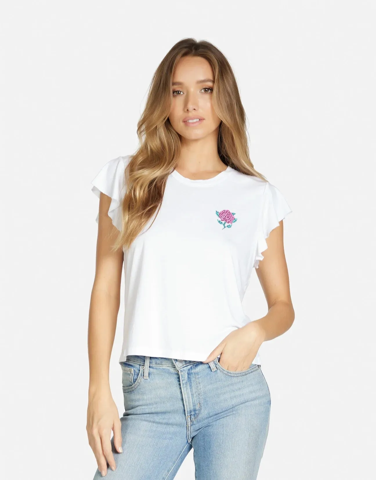 Lauren Moshi Estee Crystal Roses T-Shirt