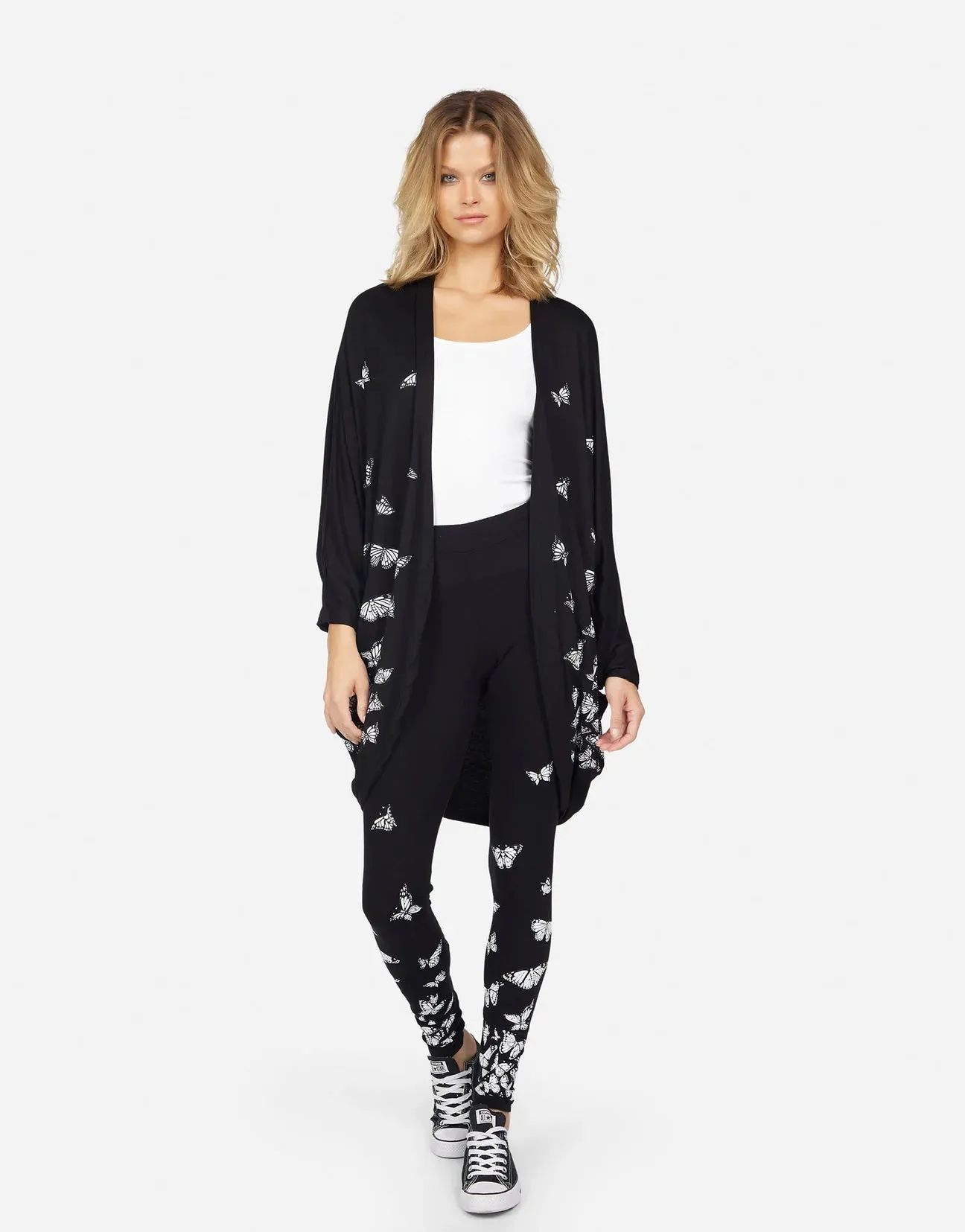 Lauren Moshi Isla Butterfly Skull Burst Wrap Cardigan