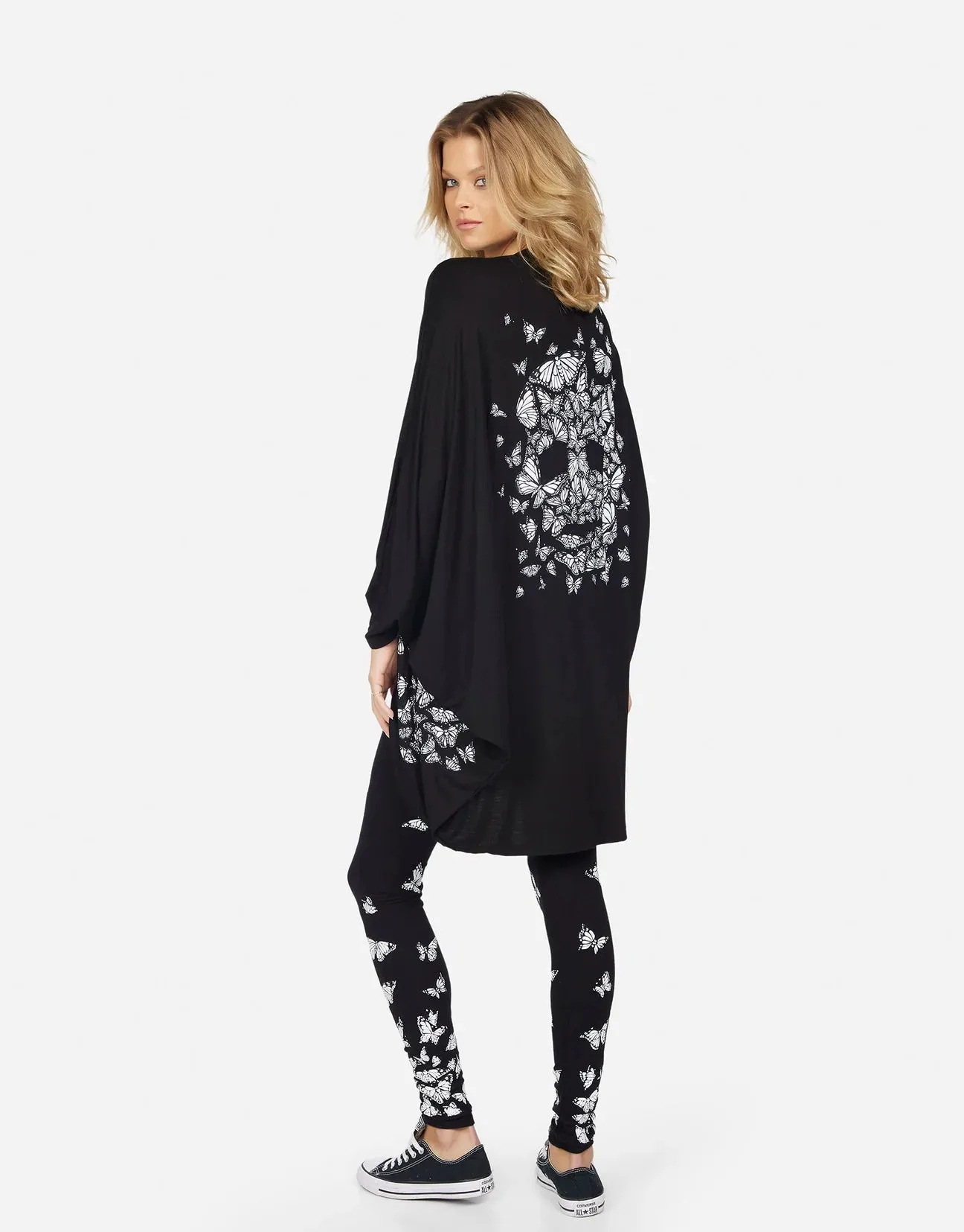 Lauren Moshi Isla Butterfly Skull Burst Wrap Cardigan