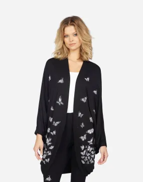 Lauren Moshi Isla Butterfly Skull Burst Wrap Cardigan