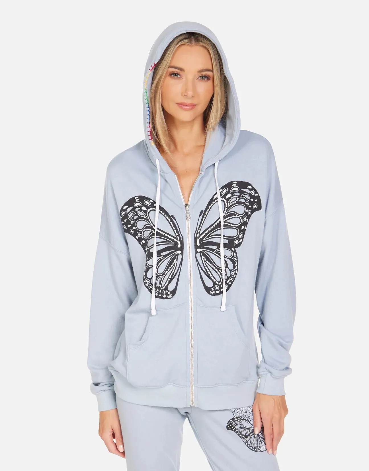 Lauren Moshi Koa Butterfly Hamsa Zip up Hoodie