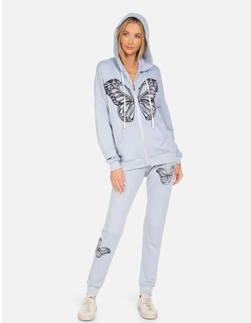 Lauren Moshi Koa Butterfly Hamsa Zip up Hoodie