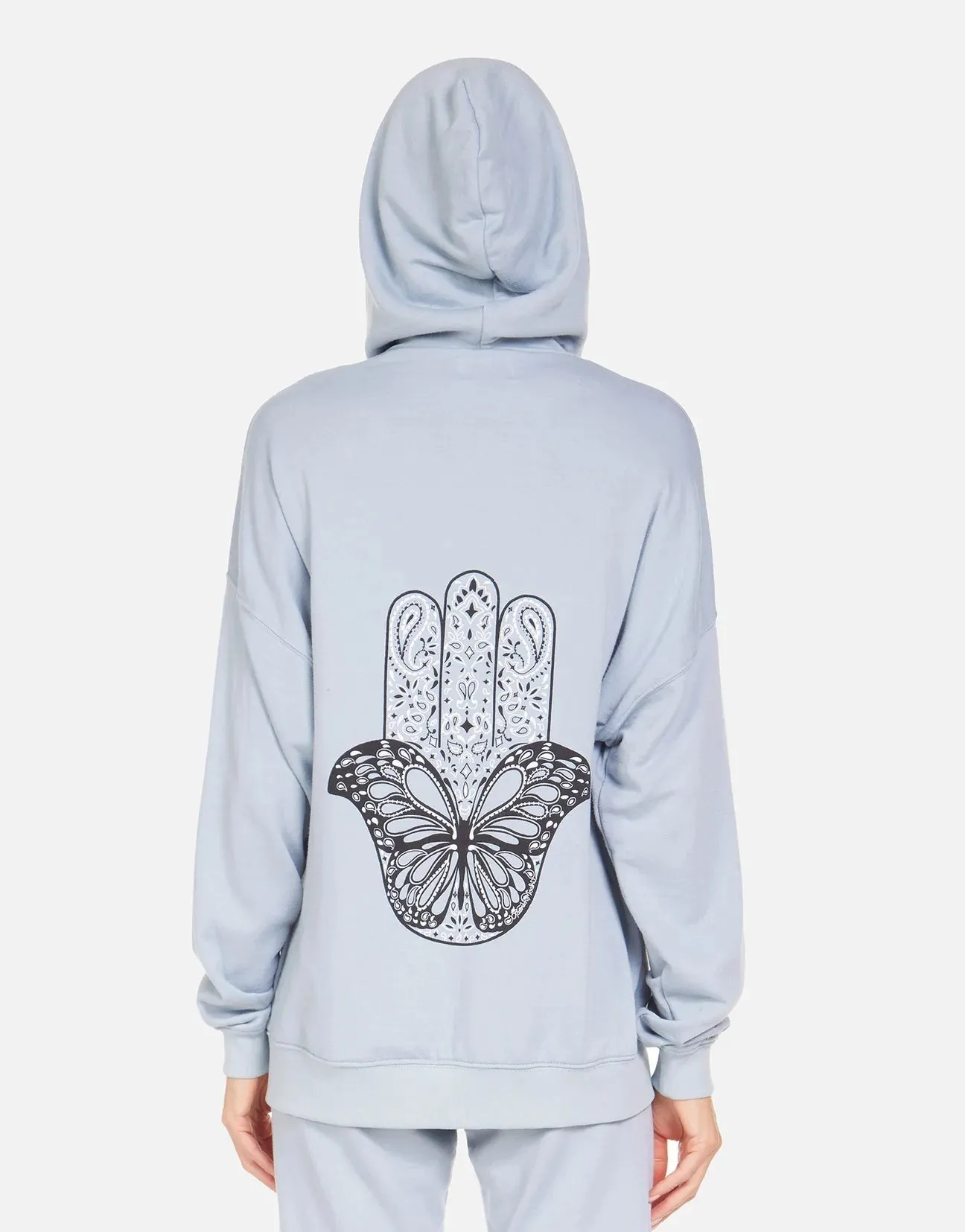 Lauren Moshi Koa Butterfly Hamsa Zip up Hoodie