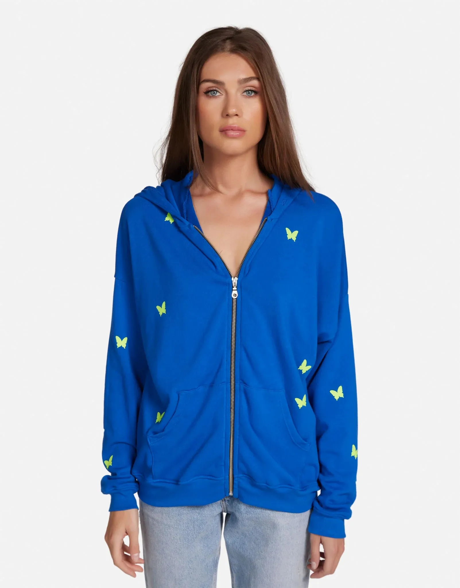 Lauren Moshi Koa Neon Peace Love Butterfly Zip up Hoodie