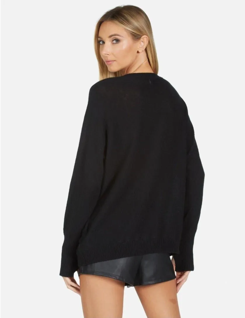 Lauren Moshi Ladona Crystal Gap Tooth Cashmere Sweater