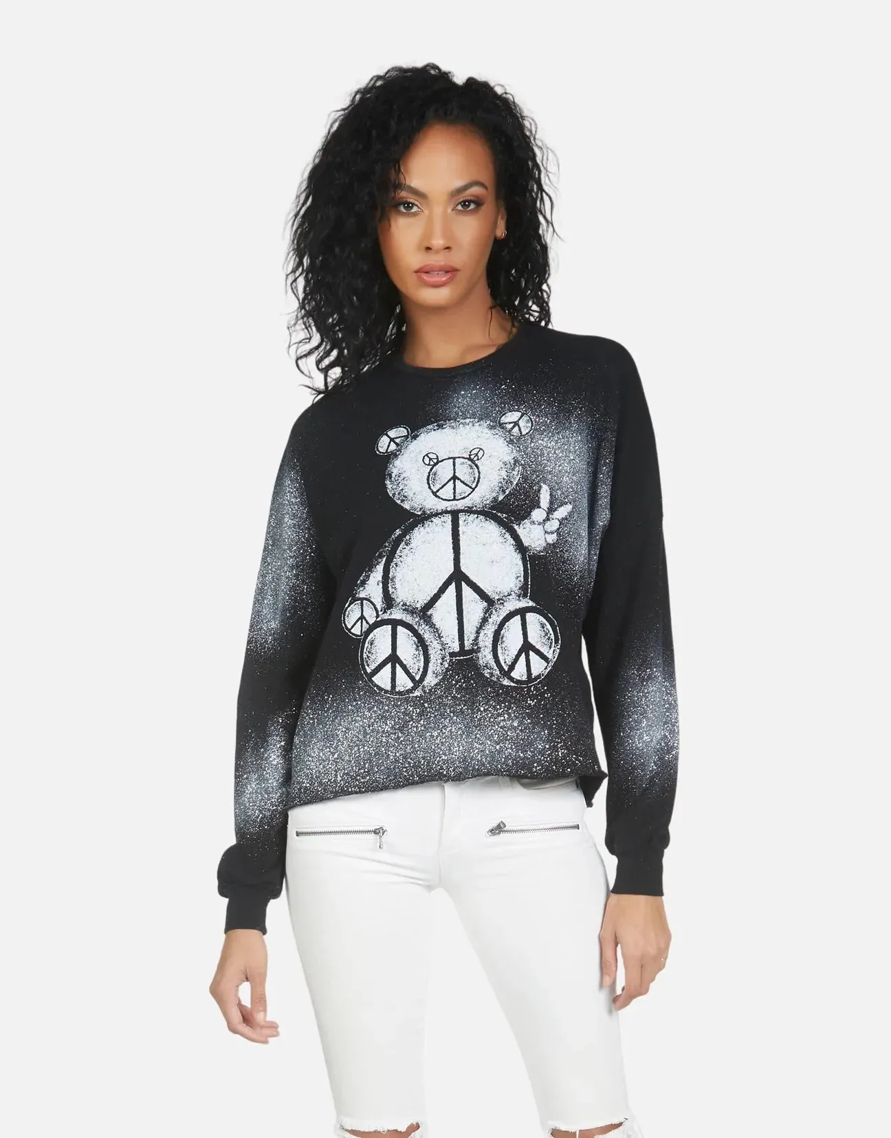 Lauren Moshi Lee Peace Teddy Crew Sweater