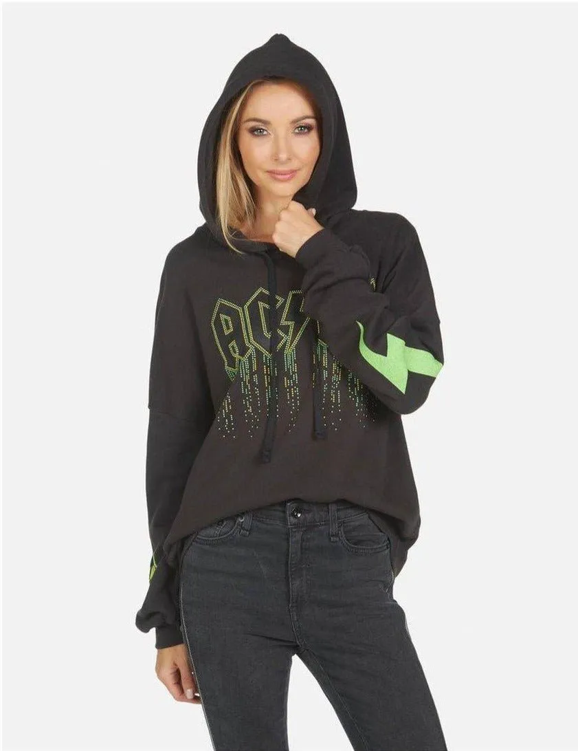 Lauren Moshi Lila AC/DC Neon Stud Hooded Pullover