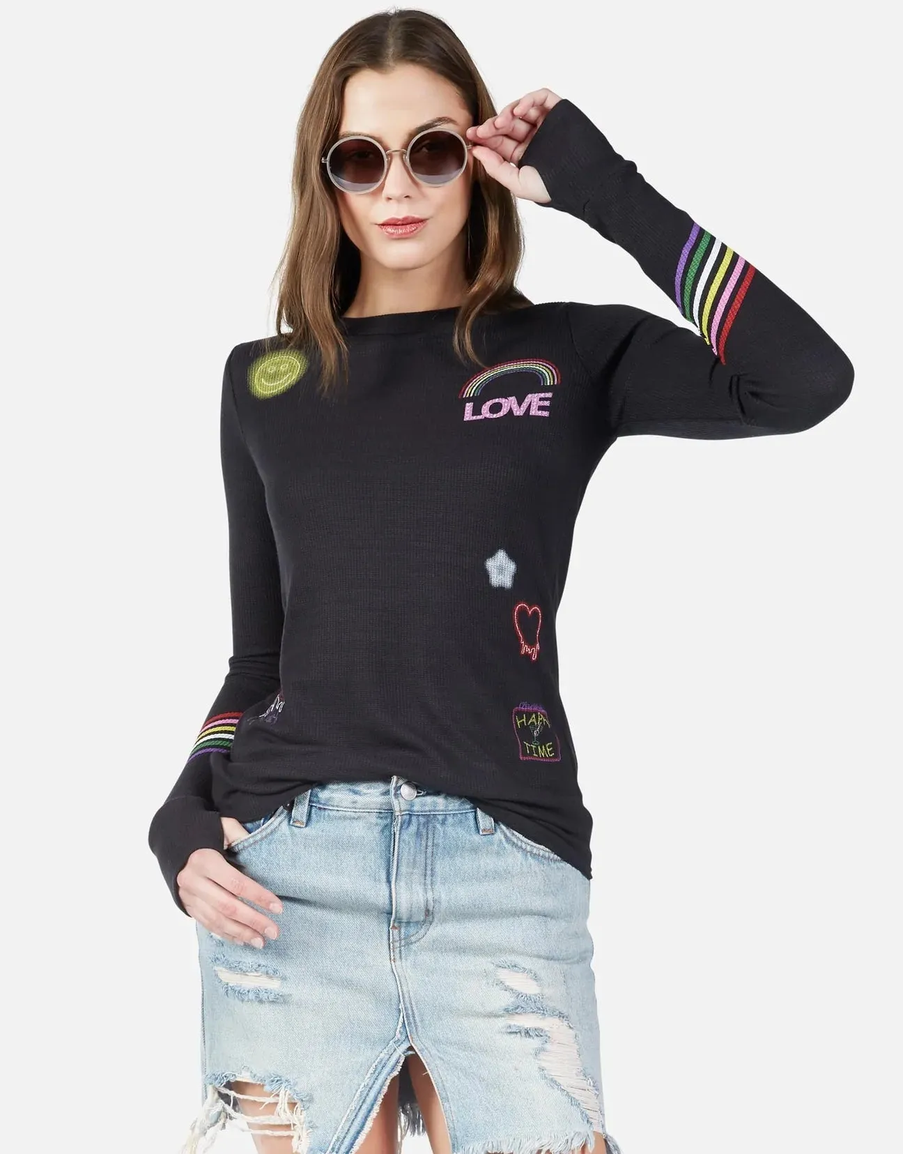 Lauren Moshi Mckinley Neon Signs Thermal Top