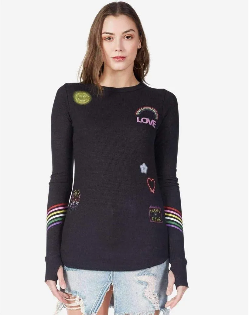 Lauren Moshi Mckinley Neon Signs Thermal Top