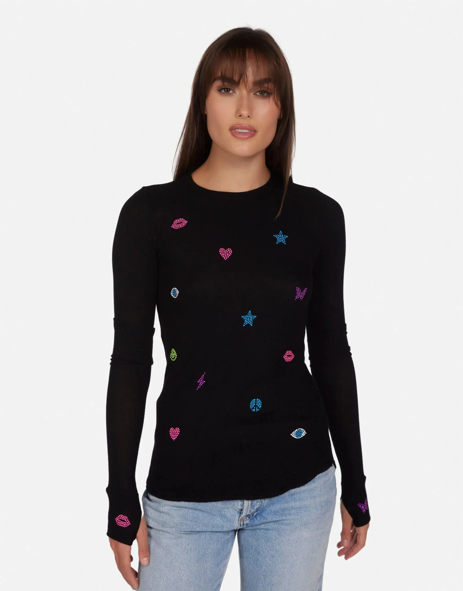 Lauren Moshi McKinley Neon Stud Elements Thermal Top