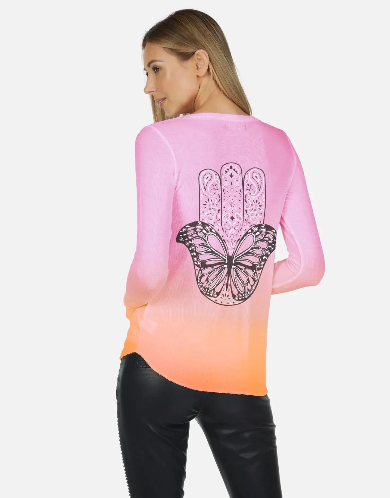 Lauren Moshi McKinley X Butterfly Hamsa Thermal Top