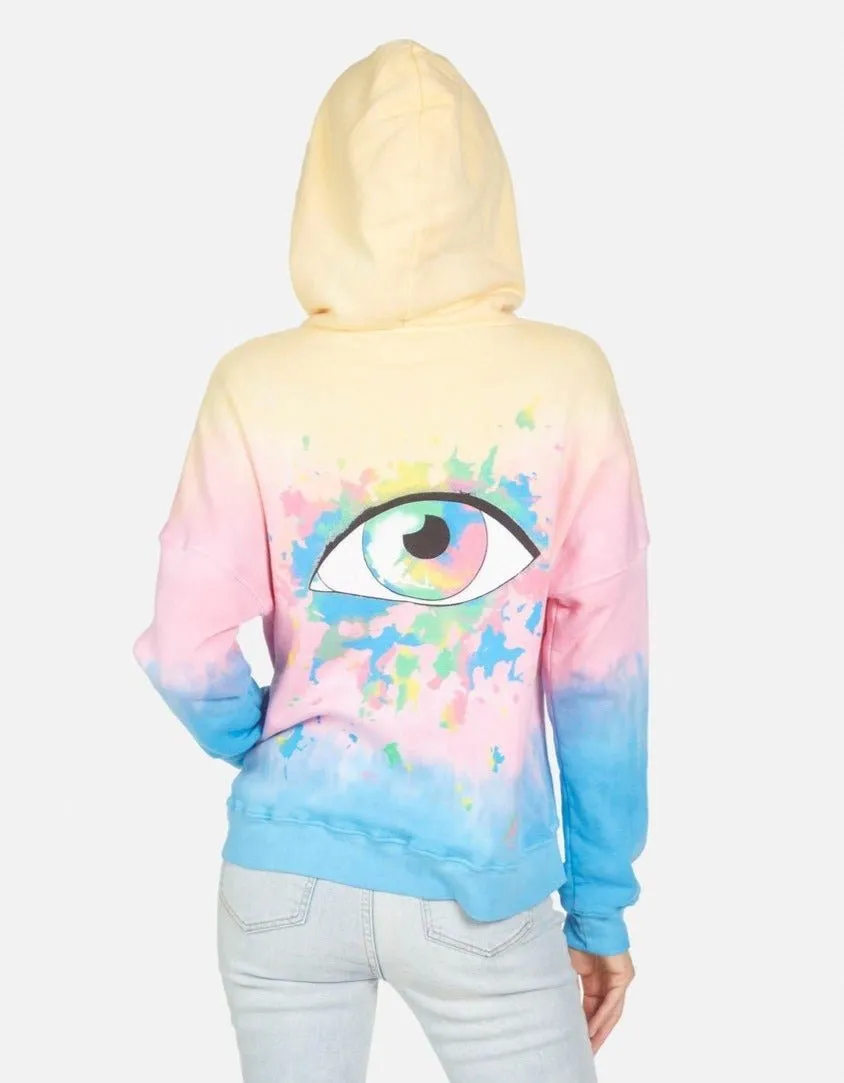 Lauren Moshi Melanie Watercolour Eye Hooded Pullover