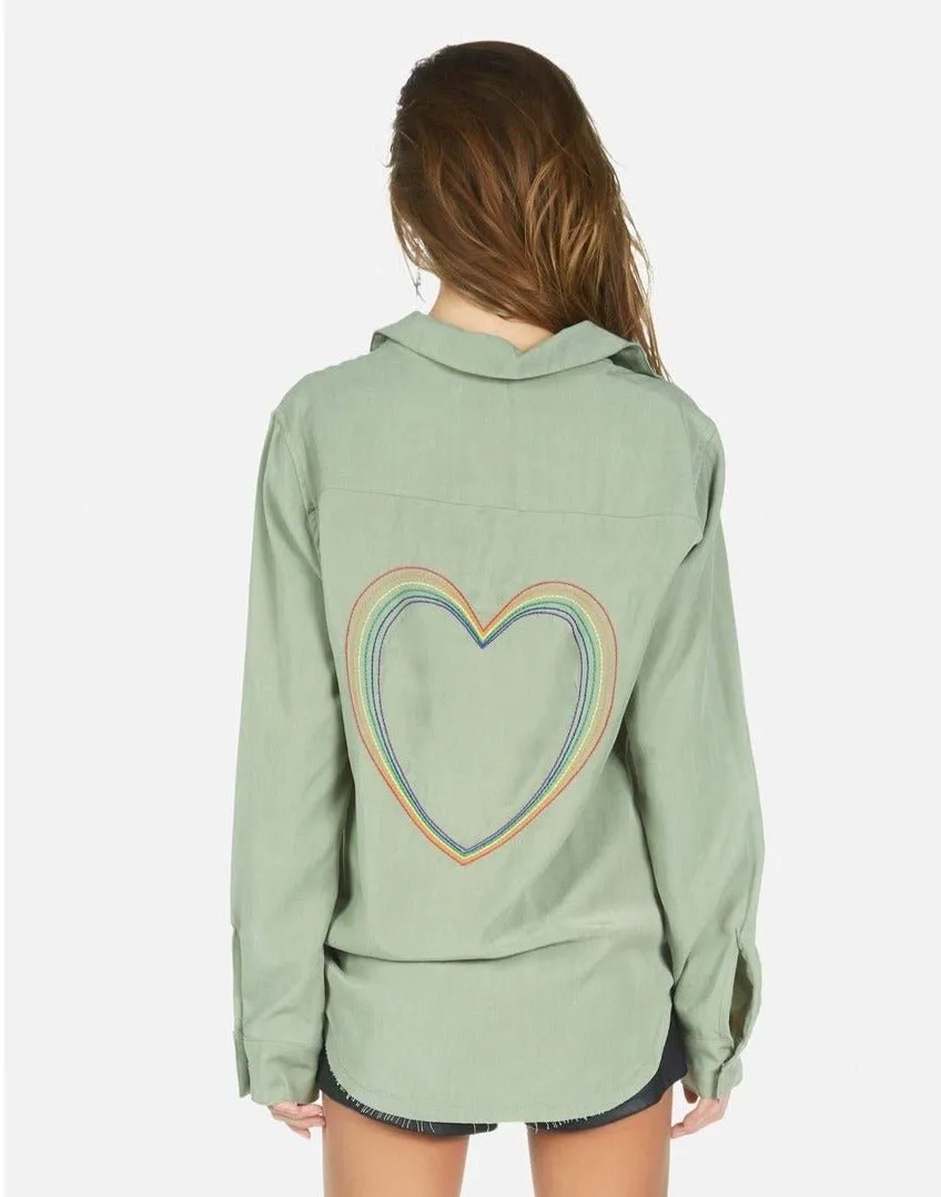 Lauren Moshi Pilar Rainbow Heart Shirt