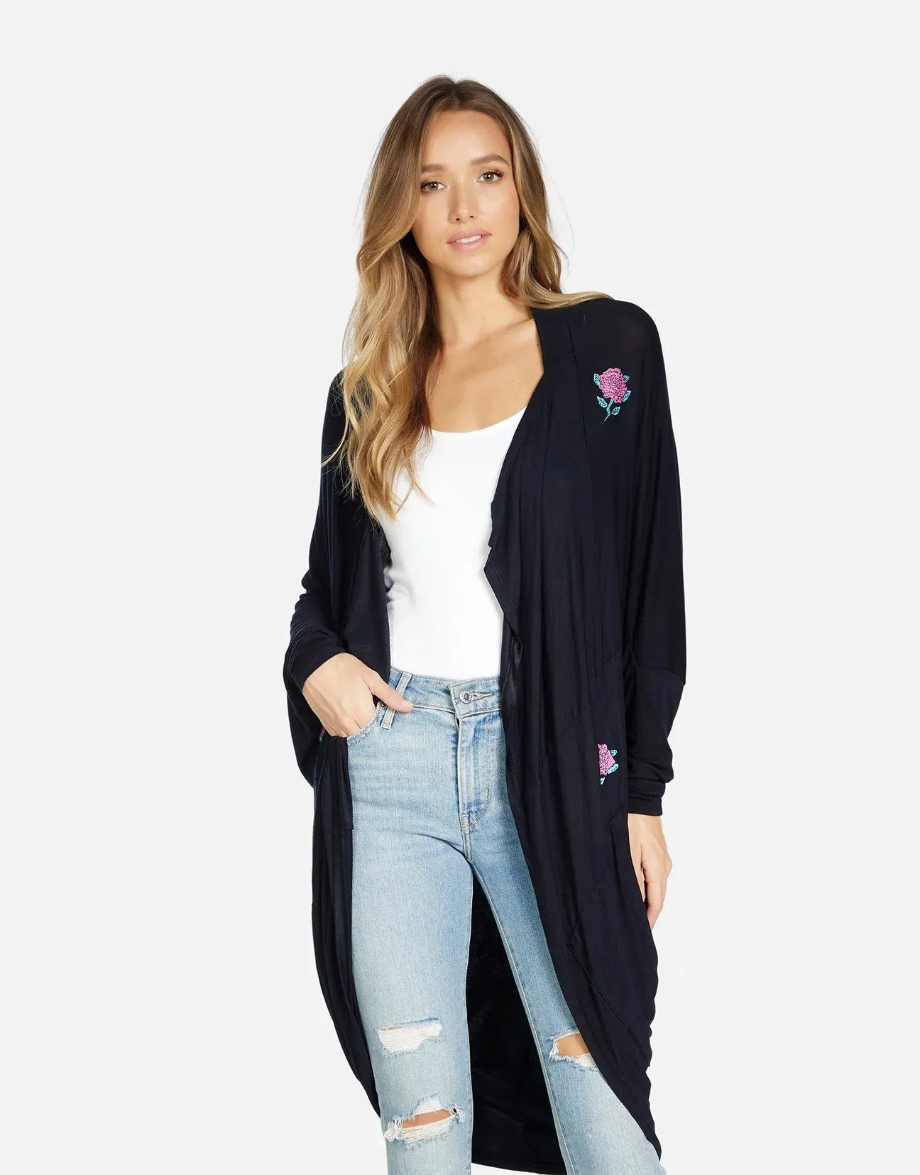 Lauren Moshi Ramona Crystal Roses Wrap Cardigan