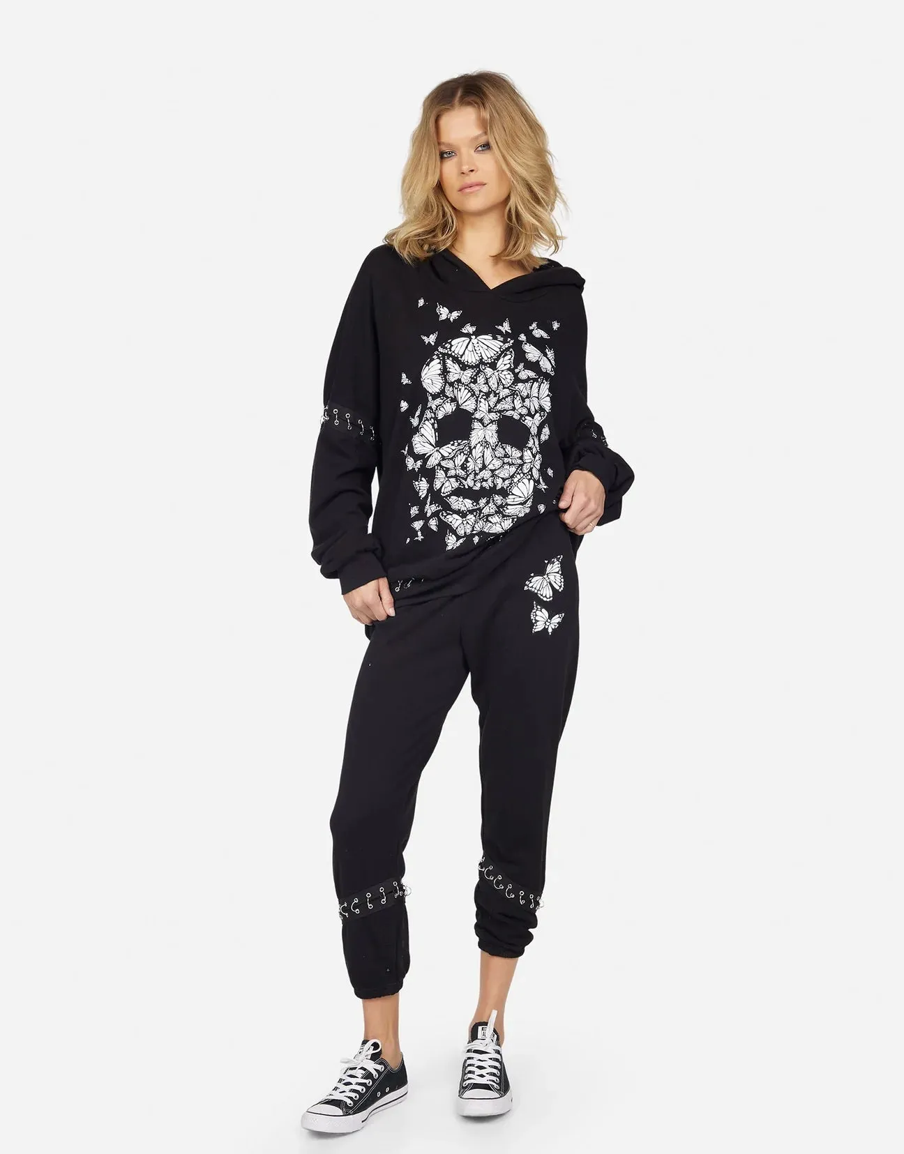 Lauren Moshi Samantha Butterfly Skull Burst Hoodie