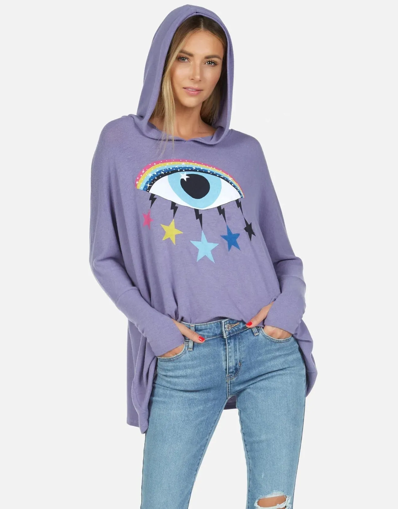 Lauren Moshi Wilma Cosmic Rainbow Eye Oversized Hoodie